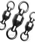 20 Piece Pro Grade High Strength Fishing Swivels With Ball Bearings, Stainless Steel Connectors For Freshwater And Saltwater, Built Tough Copper And Steel Construction, Weatherproof, Rust Resistant Tackle For Anglers, three black swivels