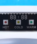 Control panel of Powerful 550W Desktop Water Cooler Dispenser With Hot And Cold And Room Temperature Water, LED display and indicators.
