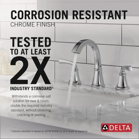 Geist Chrome 8 Inch Widespread Bathroom Sink Faucet For 3 Hole Vanities Push Pop Drain Easy Install Wrench Free Premium Brass