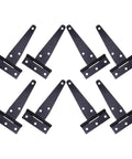 Heavy Duty T-Shaped Iron Door Hinges With Screws For Garden Gates And Big Cabinets, Wear Resistant Design, 8 Pack Black Hinges
