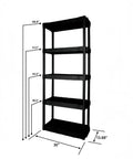 5 Tier Freestanding Plastic Storage Shelving Unit 68.8 inches tall, rugged polypropylene, ideal for garage or basement use.