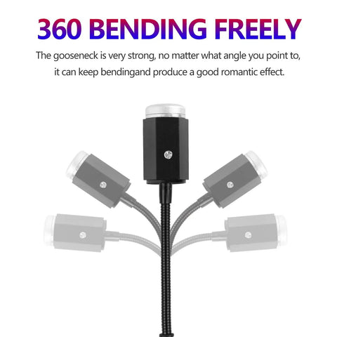 360 bending gooseneck on USB Star Night Light With Three Color Options And Seven Lighting Modes, Portable Car Roof Ceiling Light