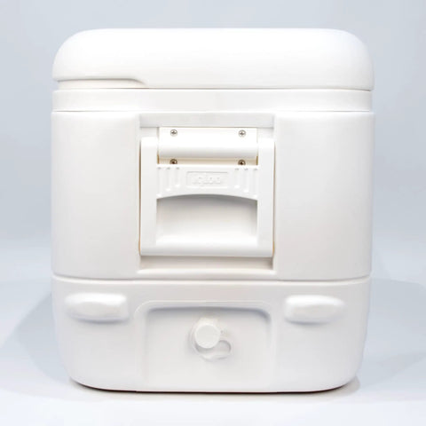 Front view of Beast Mode Heavy Duty 120 Qt Polar Cooler With UV Shield Lid Odor And Stain Resistant Liner Threaded Drain Plug For Hose Hookup