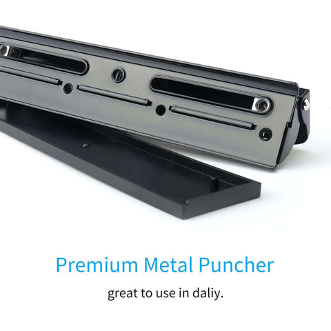 Compact Handheld 3 Hole Puncher With Metal Body, Adjustable 3 or 4 Hole Spacing and 7mm Aperture, top view