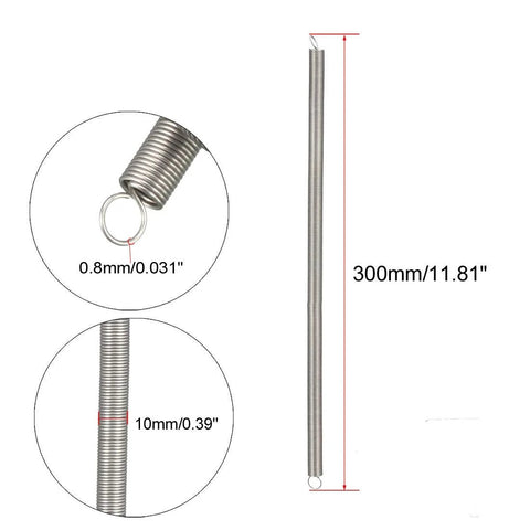uxcell stainless steel extended tension spring with dual hooks, 0.031 in wire, 11.81 in free length