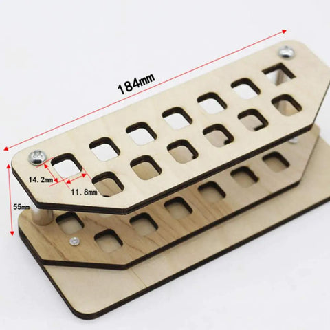 Wood Carving Chisel Kit For Beginners With 12 Piece Set And Storage Rack showing multi hole design measurement detail