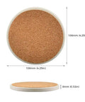 144 Pcs Round Coaster Blanks 4.25 Inch Ceramic Tiles With Cork Backing, side and top view dimensions shown.