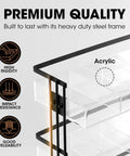 Three Tier Tea Bag Organizer With Clear Acrylic Compartments And Black Steel Frame Holds 15 Compartments For Coffee Station