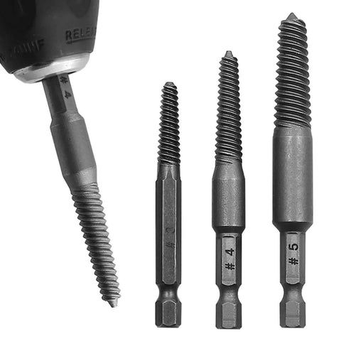 Cool Bolt Extractor Set That Nails Stripped Screw Removal For Wood Or Metal Fast And Tough Tools Perfect For Automotive Garage Work Home Projects Or Industrial Jobs You Gonna Love How Well This Shank Flute Kit Unwinds Stuck Bolts And Save Your Day. steel bolt extractor bits #3 #4 #5
