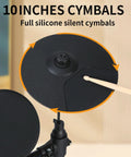 Beginner Electric Drum Set With Quiet Mesh Pads 150 Built In Sounds 8 Inch Cymbals 2 Pedals Throne Sticks Headphone Output