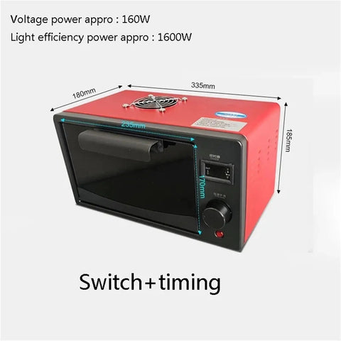 Big League Resin Curing Box 2400W Featuring 365Nm 395Nm And 405Nm Uv Lamps with red exterior and control panel.