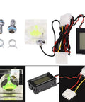 PC 3 Way Flow Meter And Digital Thermometer Water Cooling System Kit Pro Grade with connectors and clamps for easy install