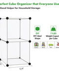 Two Cube Storage Organizer Unit For Bedroom Living Room And Office, Plastic Closet Shelving Shelf, DIY Modular Bookcase, White Cube Cabinet With 2 Open Compartments, Space Saver, Easy Assembly, 12.4 X 12.4 X 24.8 Inches front view