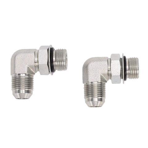 Heavy Duty 3/8 Inch Hydraulic Flare To Orb Male Adapter Steel Pipe Fitting Built Tough For Farm Tractors And Forklifts With High Strength Carbon Steel Build That Handles The Grit, 90-degree elbow