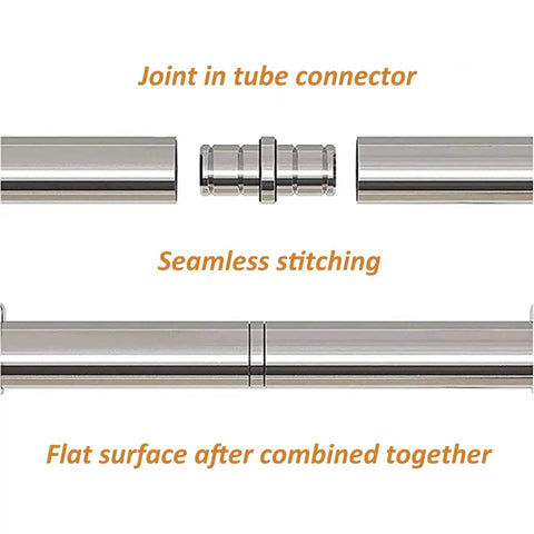 Sliding Barn Door Hardware Kit With Stainless Steel Rails And Floor Rollers For Library Ladder System, tube connector detail