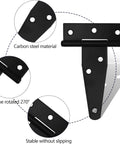 Black carbon steel 3-inch hinge from Sliding Barn Door Lock And Latch Set with details on rotation and stability for gates and doors.