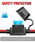 Heavy Duty Alligator Clamp Extension Cable To Female Cigarette Lighter Socket Adapter showing fuse holder and safety cap.