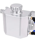 Heck Yes Solid Upgrade Aluminum Radiator Coolant Overflow Tank With Universal Recovery Reservoir And Smooth One Liter Capacity Plus 3/8 Inch Hose For Daily Driver Rides - Close-up view of aluminum tank with M14 threads.