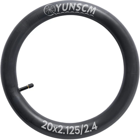 Durable 20 Inch Bike Tube Fits 20x2.125 To 20x2.40 Tires With 32mm Schrader Valve Premium Butyl Rubber displayed on white background