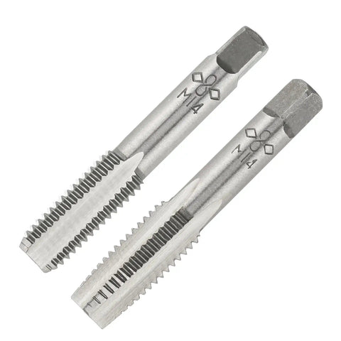 M14X2 Hand Tap and Die Set for Metric Threads, Right Hand Tap and Die, 14mm Thread Repair Kit, showing two metal taps on white background