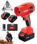 21V Cordless Leaf Blower, Ultra Lightweight Handheld Turbo Jet, Dual 4Ah Batteries with Fast Charger, Ergonomic Handle, Red