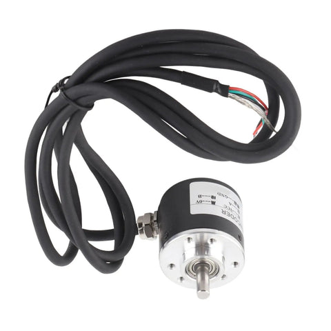 Two Phase AB Quadrature Encoder 600P/R Magnetoelectric, 6mm Shaft, Wide 5V To 24V Power, Ultra High Precision For CNC Robotics And Motion Control, 2400 PPR With 4X Frequency Doubling, Rock Solid And Easy To Install. Encoder unit with cable.