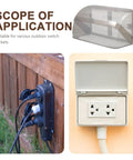 Tough As Nails Outdoor Waterproof 2 Gang Outlet Cover displayed with outdoor switch sockets mounted on wall.