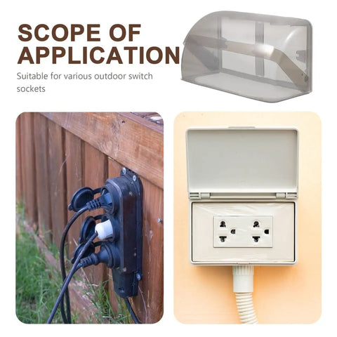Tough As Nails Outdoor Waterproof 2 Gang Outlet Cover displayed with outdoor switch sockets mounted on wall.