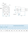 Technical diagram of Beefy SFU1605 Ball Screw Kit For CNC Machines With 450mm Length 16mm Diameter 5mm Lead Anti Backlash Nut.