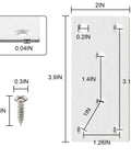 Heavy Duty Stainless Steel Flat Brackets 30 Pack 4 By 2 Inch Mending Plates For Furniture Wood Shelf Repair Built Tough Rock Solid No Hassle Mounting With Screws Included dimensions diagram with mounting screw.
