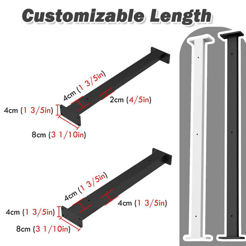 Built Tough Heavy Duty Iron Countertop Support Bracket With Smooth Baked Enamel Finish Extra Long Shelf Holder Rod customizable lengths and dimensions.
