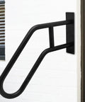 Stainless Steel Wall Mounted Handrail For Indoor Stairs, Fits 1 To 3 Steps, 22.8 Inch Length With Matte Black Finish installed on white wall