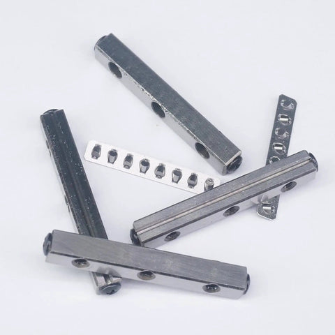 Cross Roller Guide for Precision Linear Motion 2045 Travel, steel linear rail parts on white background