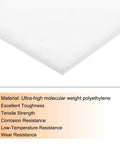 UHMW Sheet 1/4 Inch Thick HDPE Plastic Board White 12 X 6 Inches Ultra High Molecular Weight Polyethylene For Marine Use And DIYers Tough Wear Resistant Low Friction Marine Board, showing superior toughness and resistance properties.