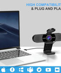 Top Rated Full Hd Webcam Equipped With Dual Noise Canceling Mics And Sliding Privacy Cover on a laptop for streaming and calls.