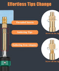 Threaded Inserts for Plastic Kit With Heat Set Inserts And Tips 300 M2 To M6 Brass Knurled Nuts Soldering Iron Tips Easy DIY 3D Printing And Repair Tool Set showing soldering tip and adapter components.