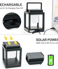 Outdoor Solar Lanterns Waterproof Hanging Lamps Portable Rechargeable LED Nightstand Table Lamp For Garden Patio Yard Lawn And Tabletop, Warm White Eye Caring Light With 3 Way Dimming And Cordless Convenience, shown with USB charging
