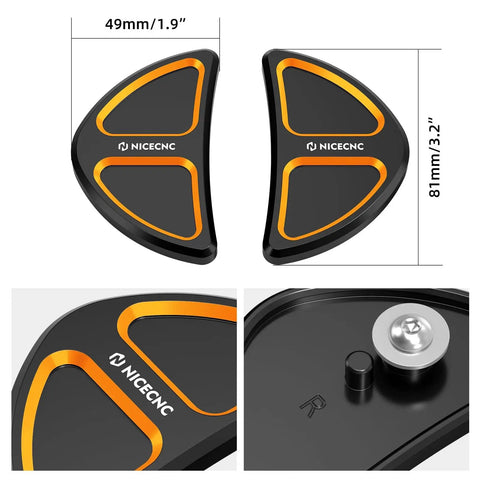 Orange Batwing Fairing Rearview Mirror Hole Inserts With Screws For Harley Street Glide FLHX 2014-2023 dimensions and close-up