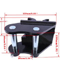 Side view of Mechanical Quick Change Hitch For Mini Excavator Attachments with dimensions labeled, black metal design.