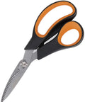 Soft Grip Garden Shear With Serrated Stainless Steel Blades Detachable Design and Orange Gray Handle for Trimming and Pruning