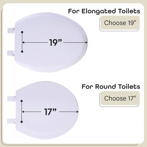 Top Shelf Soft Elongated Vinyl Toilet Seat In Crisp White With Thick Foam Fill sizes for elongated 19" and round 17" toilets