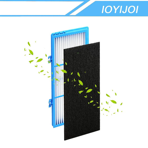 Replacement Filter Set For Holmes Aer1 And Bionaire Purifiers with two filters, one blue-framed, and flying leaves, HAPF300AH U4R NUC