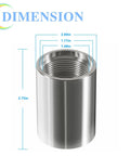 Five Pack 1-1/4 Inch Female Well Point Drive Couplings dimensions and NPT thread view for easy install and secure fit