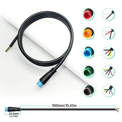 900mm Ebike Extension Cable With 2 To 6 Pin Male And Female Connectors Waterproof Plug For Electric Bicycle Display Throttle PAS Lights DIY Mod Kit And Plug And Play Setup Easy Quick Install And Weather Resistant Build