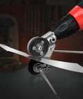 Turn Any Drill Into A Sheet Metal Cutting Beast With This Upgraded Electric Nibbler Attachment cutting metal in workshop