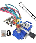 Heavy Duty Semi Automatic Double Torch Gas Cutting Machine Features Buttery Smooth Tracking Rock Solid Alloy Frame For Nail Perfect Bevel Or Straight Cuts Every Time with four hoses and a control panel.
