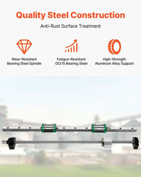 Two HGR20 1500 mm Linear Guide Rails Kit With Four Blocks And RM1605 1500 mm Ballscrew BF12 BK12 Kit Pre Drilled Holes