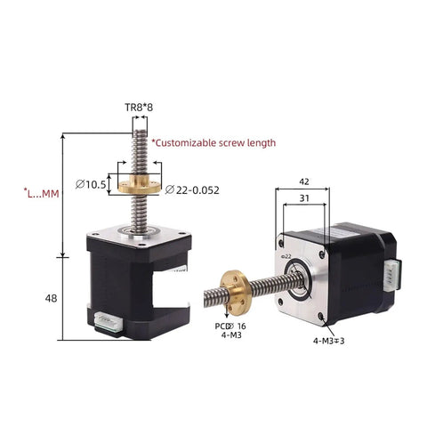 Nema 17 Closed Loop Stepper Motor Paired With Precision Lead Screw 17HS8401ST8 100 To 500Mm Travel Range Smooth As Butter And Rapid Response Built For Cnc Routers And 3D Printers