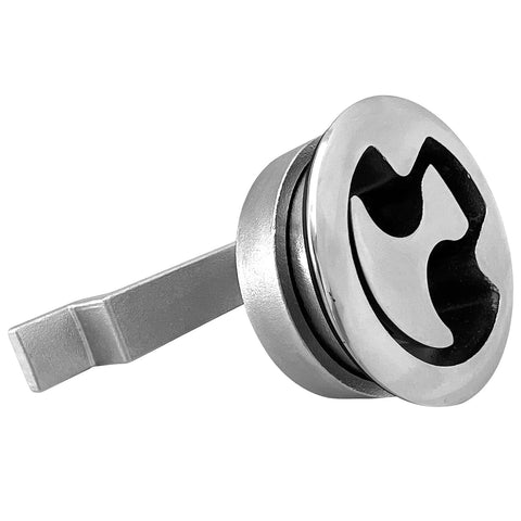 Round flush hatch latch, marine-grade stainless steel with turning lock