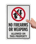 Straight Talk For Your Property With This Built Tough 14X10 Inch Rustproof Aluminum Yard Sign Clearly Posts No Firearms Or Weapons Allowed.